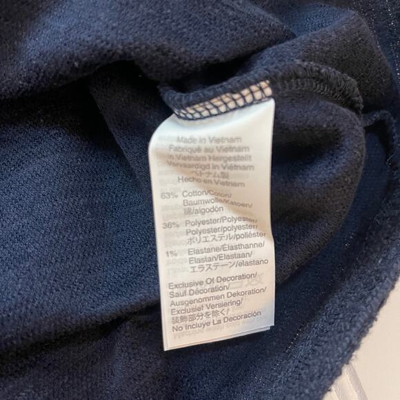 J Crew Navy Blue Textured Tank Top Scallop Trim Preppy Basics Size Womens Medium - Picture 6 of 8